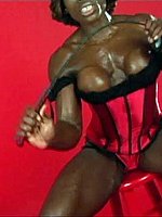 super hot ebony female bodybuilder mistress treasure in ripped contest shape
